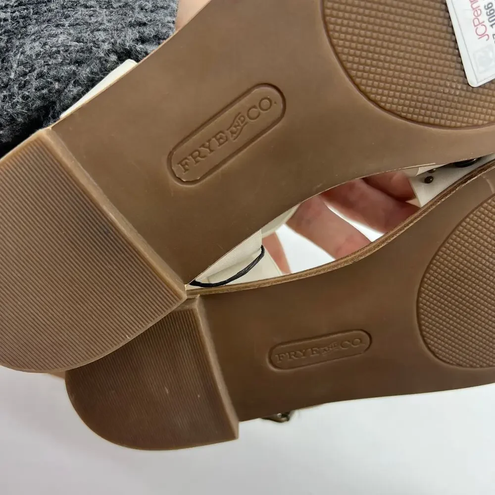 Frye and Co. Womens Brooklyn Adjustable Strap Flat Sandals Cream Size 6M